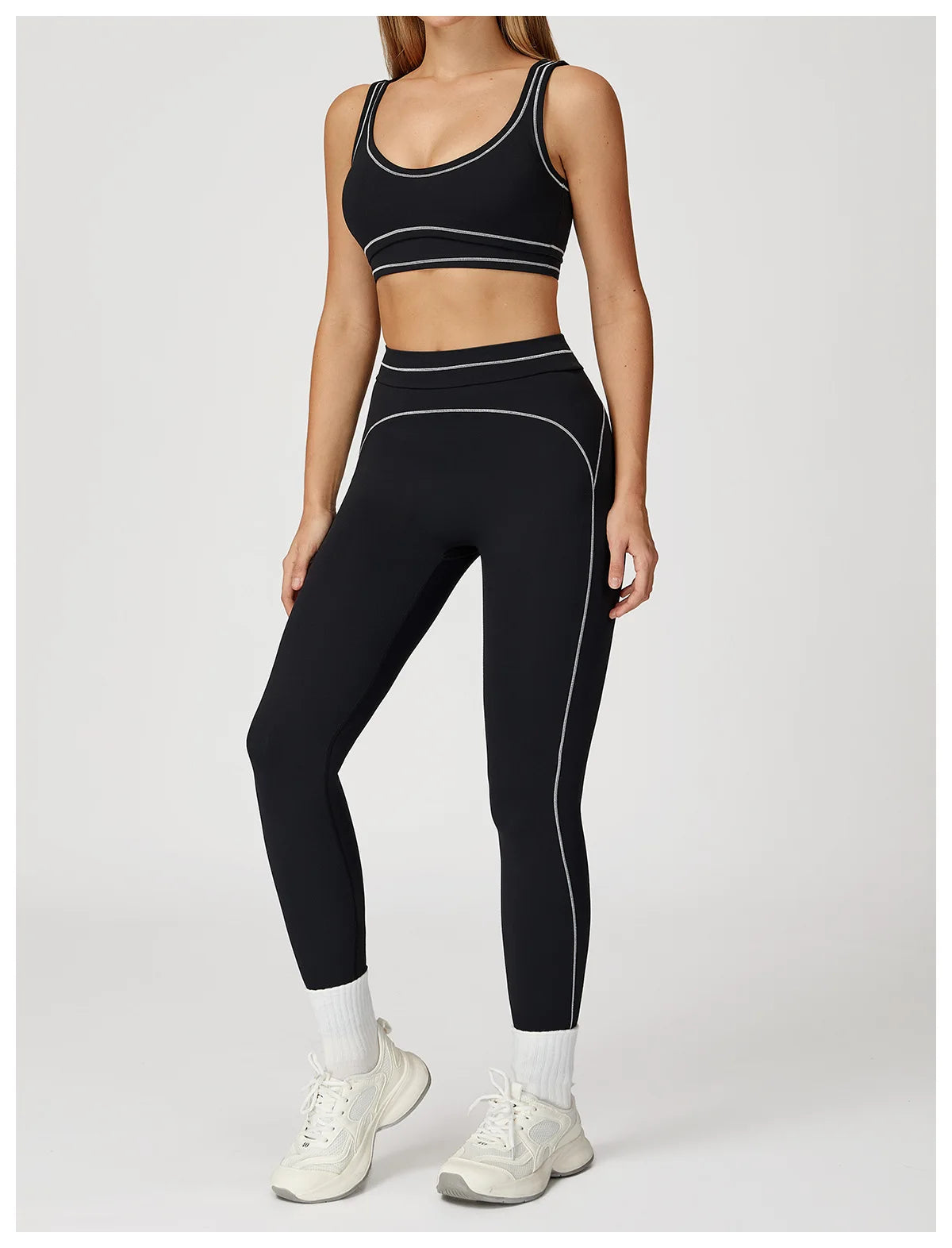 Conjunto Fitness Feminino 2 Peças | Top Esportivo e Shorts Cintura Alta