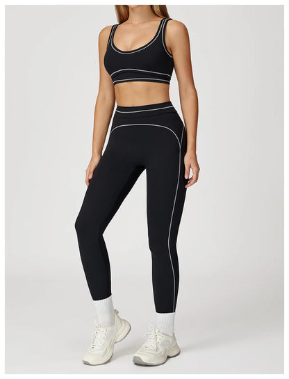 Conjunto Fitness Feminino 2 Peças | Top Esportivo e Shorts Cintura Alta