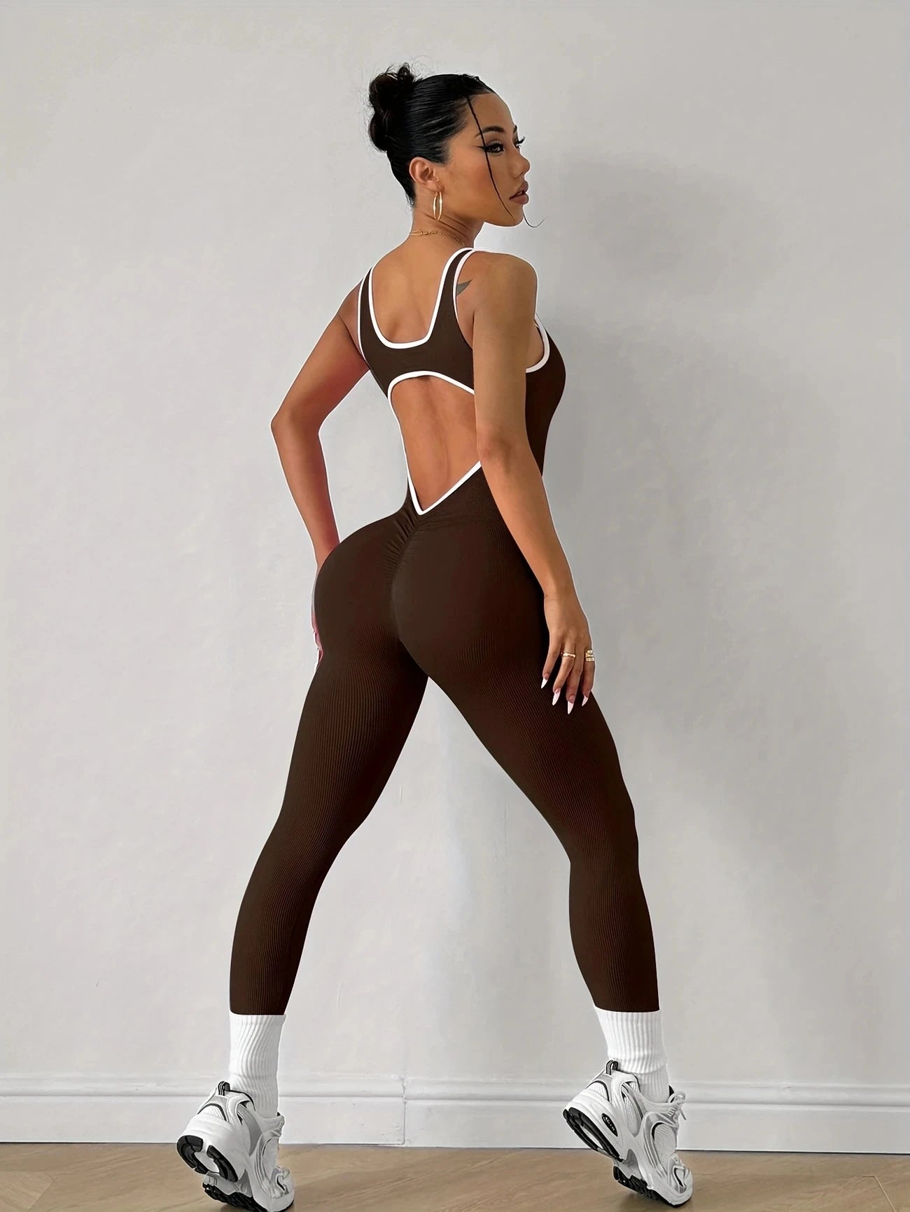 Macacão Fitness Feminino Seamless Canelado | Peça Única para Academia, Yoga, Pilates e Treinos