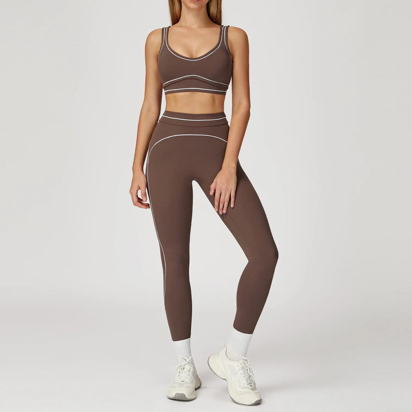 Conjunto Fitness Feminino 2 Peças | Top Esportivo e Shorts Cintura Alta