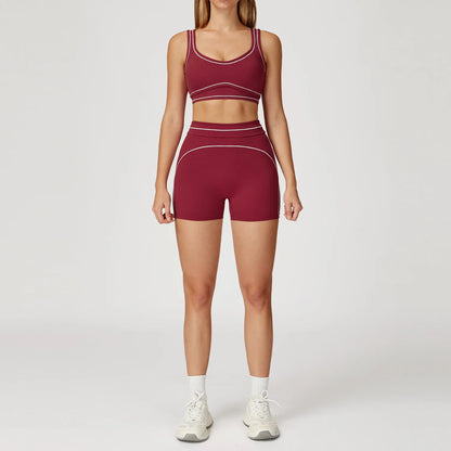 Conjunto Fitness Feminino 2 Peças | Top Esportivo e Shorts Cintura Alta