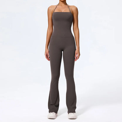 Macacão Fitness Feminino Flare Costas Abertas