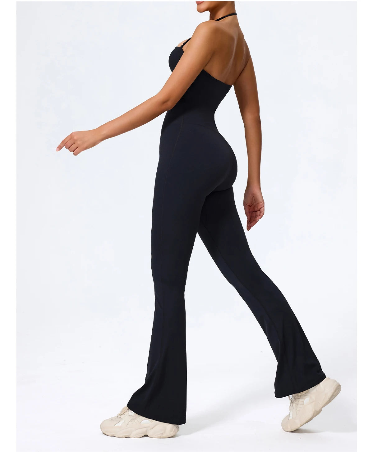 Macacão Fitness Feminino Flare Costas Abertas