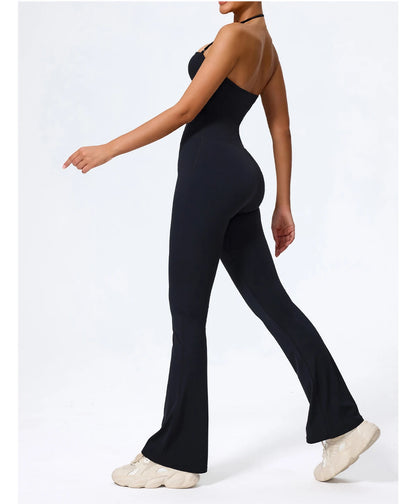 Macacão Fitness Feminino Flare Costas Abertas