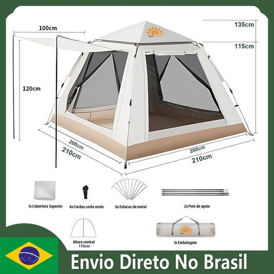 Barraca Automática Portátil para 4 Pessoas | Camping, Trilha e Proteção com Cobertura Impermeável