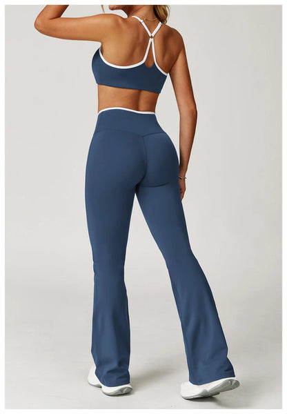Conjunto Fitness Feminino 2 Peças Flare | Top e Calça Cintura Alta