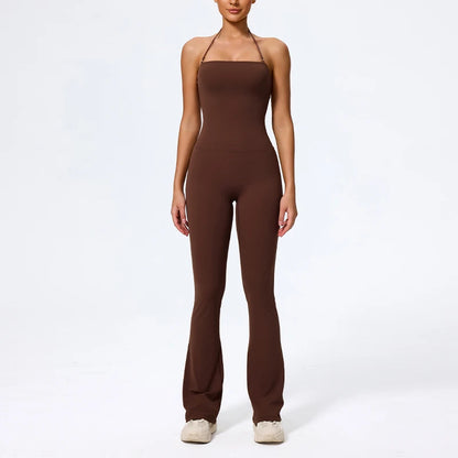 Macacão Fitness Feminino Flare Costas Abertas