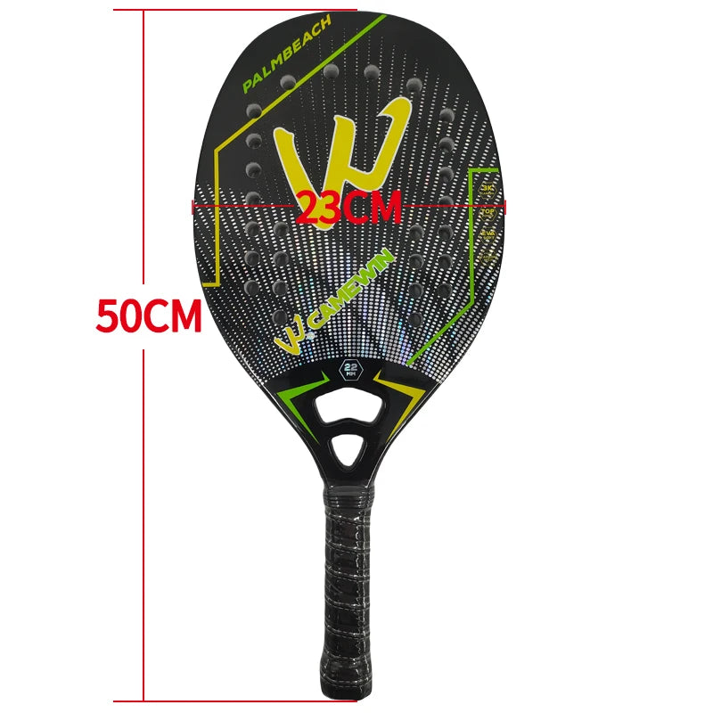 Raquete de Beach Tennis Camewin 3K Carbono Full | Superfície Áspera para Mais Efeito, Controle e Potência