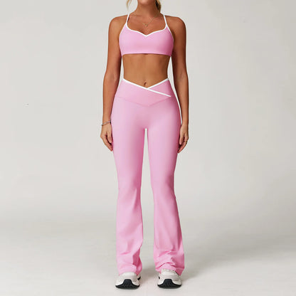 Conjunto Fitness Feminino 2 Peças Flare | Top e Calça Cintura Alta