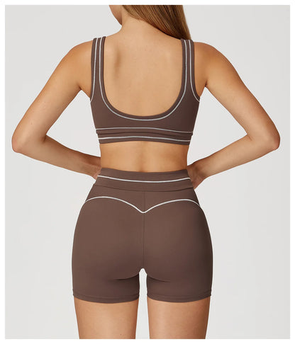 Conjunto Fitness Feminino 2 Peças | Top Esportivo e Shorts Cintura Alta