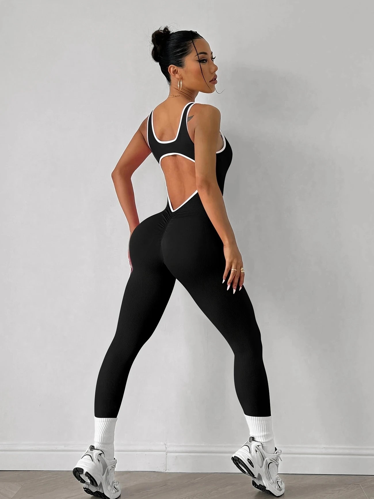 Macacão Fitness Feminino Seamless Canelado | Peça Única para Academia, Yoga, Pilates e Treinos