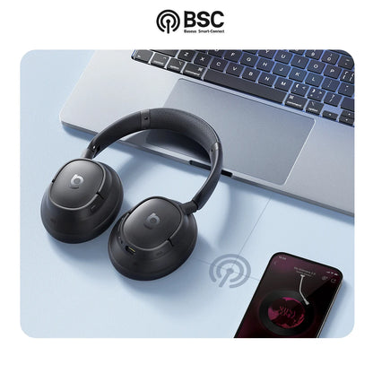 Fones sem fio com cancelamento de ruído híbrido adaptativo