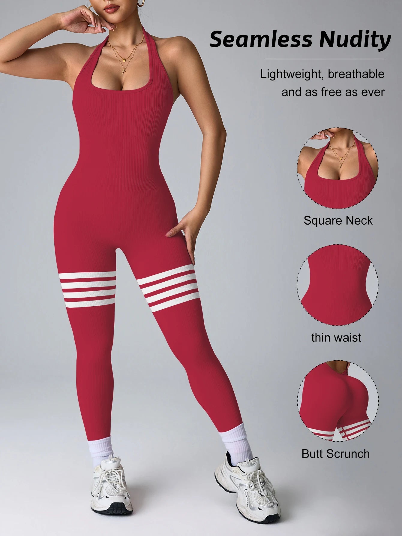 Macacão Fitness Feminino Costas Abertas | Efeito Empina Bumbum, Modelagem Ajustada e Conforto para Academia e Yoga