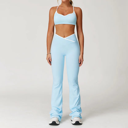 Conjunto Fitness Feminino 2 Peças Flare | Top e Calça Cintura Alta