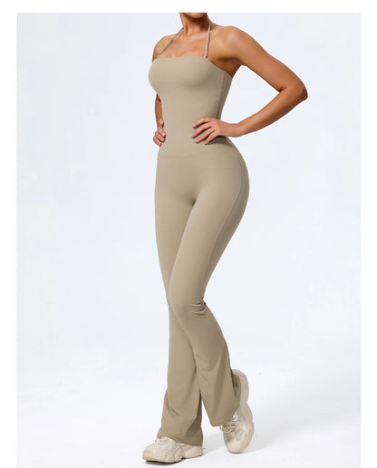 Macacão Fitness Feminino Flare Costas Abertas