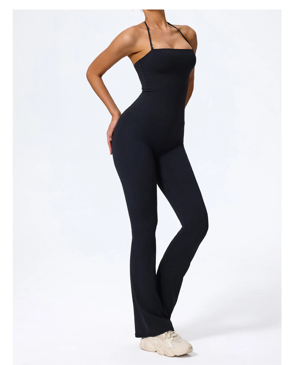 Macacão Fitness Feminino Flare Costas Abertas