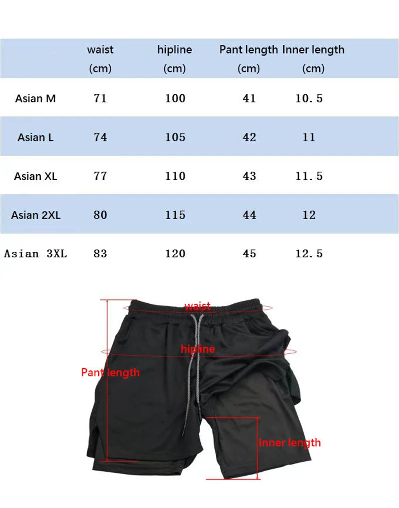 Shorts Esportivo Masculino 2 em 1 com Compressão, Respirável e Secagem Rápida para Academia e Corrida