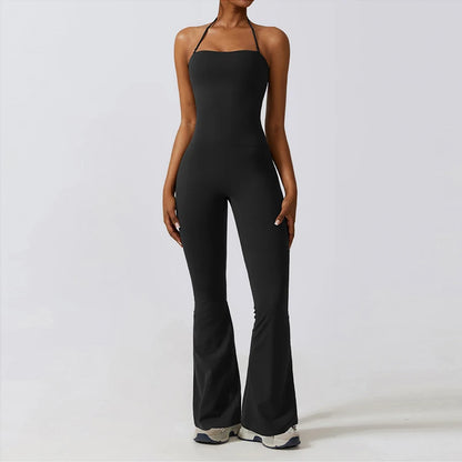 Macacão Fitness Feminino Flare Costas Abertas