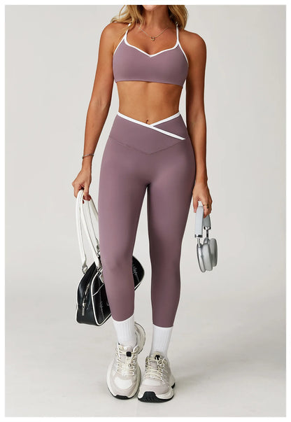 Conjunto Fitness Feminino 2 Peças Flare | Top e Calça Cintura Alta