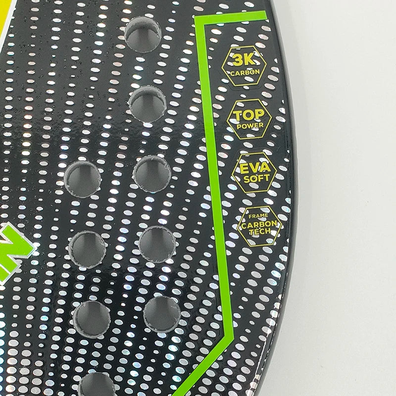 Raquete de Beach Tennis Camewin 3K Carbono Full | Superfície Áspera para Mais Efeito, Controle e Potência