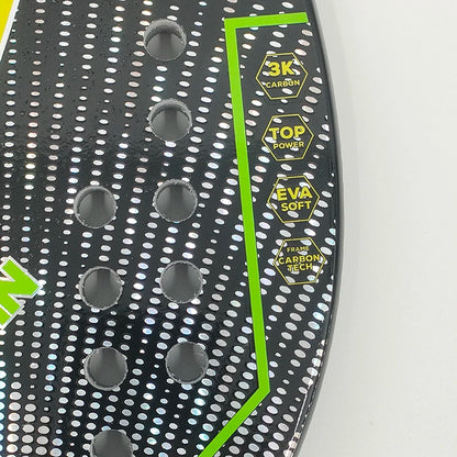 Raquete de Beach Tennis Camewin 3K Carbono Full | Superfície Áspera para Mais Efeito, Controle e Potência