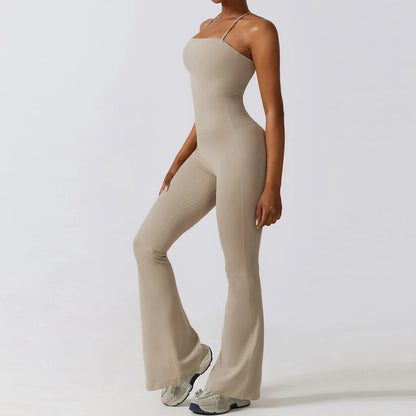Macacão Fitness Feminino Flare Costas Abertas