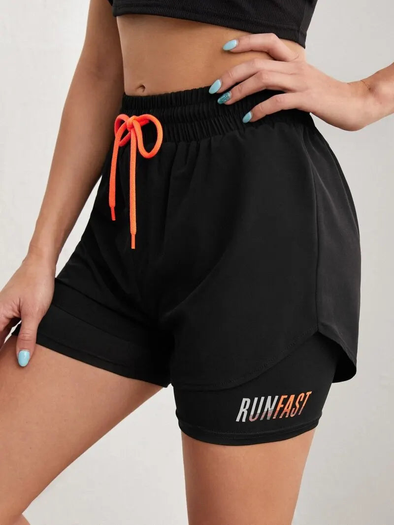 Shorts Feminino Cintura Alta Fitness 2 em 1 – Conforto e Estilo para Treino e Corrida
