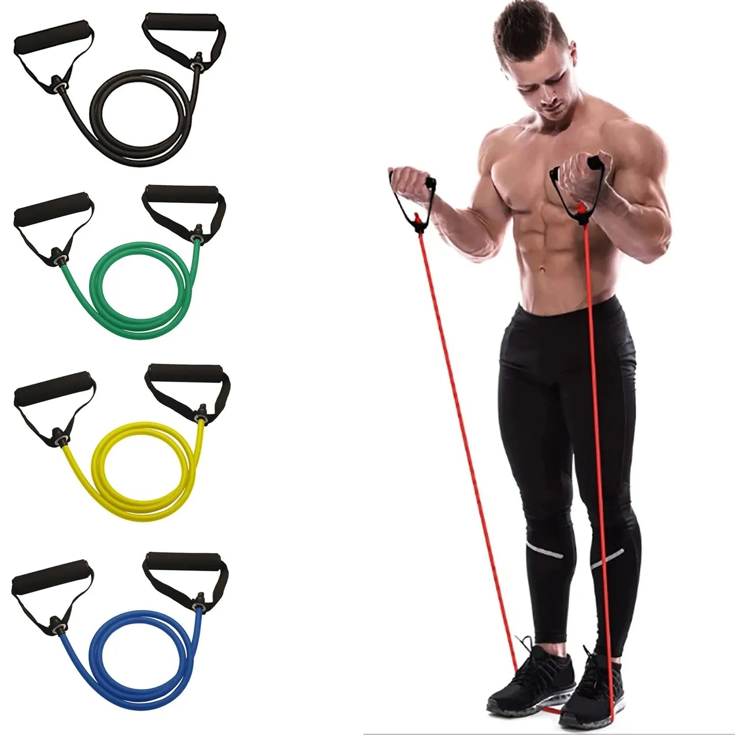Kit Faixas Elásticas de Resistência com Pegadores | Treino Muscular, Academia em Casa e Exercícios Funcionais