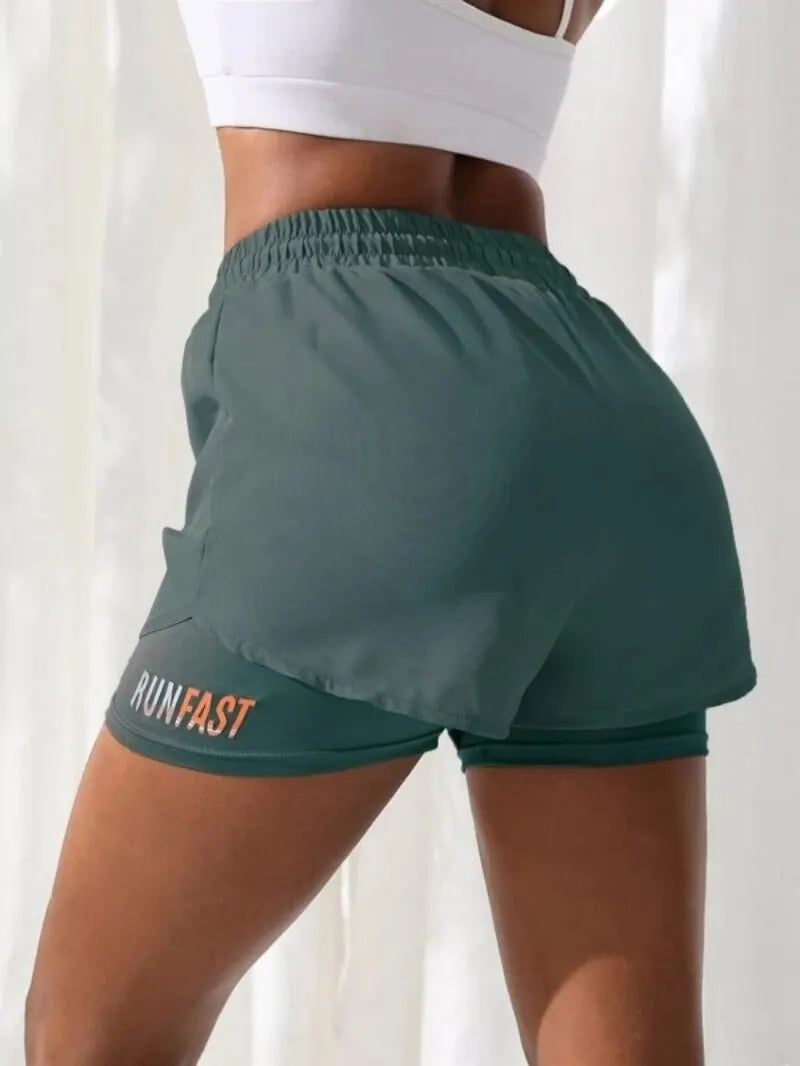 Shorts Feminino Cintura Alta Fitness 2 em 1 – Conforto e Estilo para Treino e Corrida