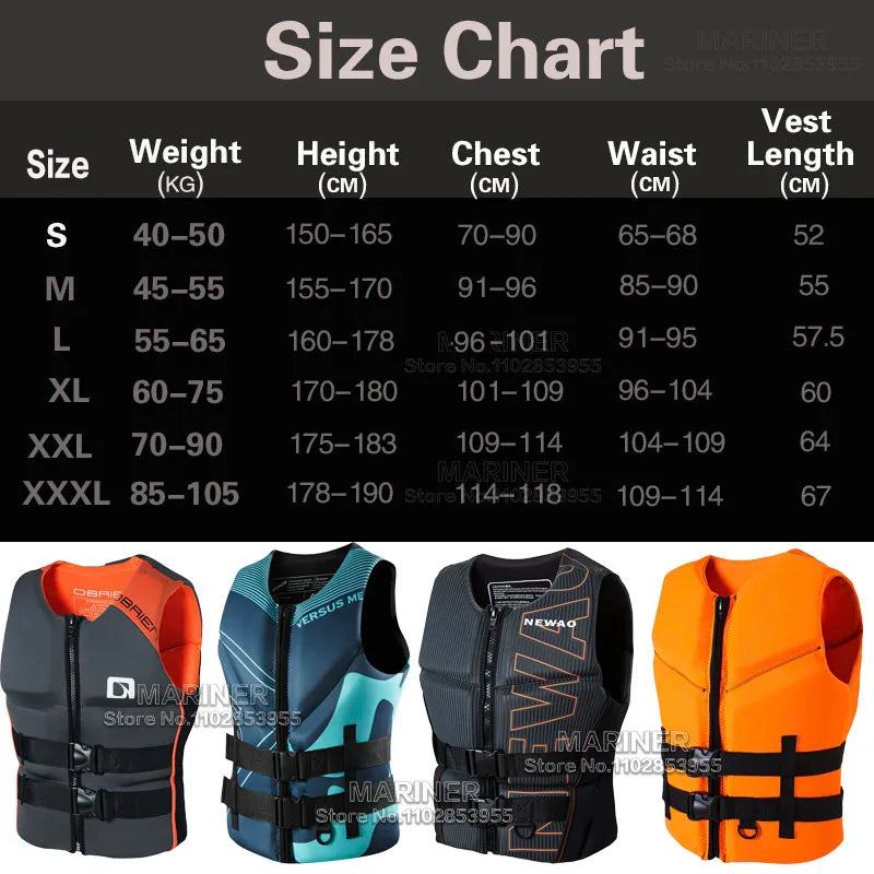 Colete Salva-Vidas Adulto para Caiaque, Jet Ski, Barco, Pesca, Wakeboard e Esportes Aquáticos