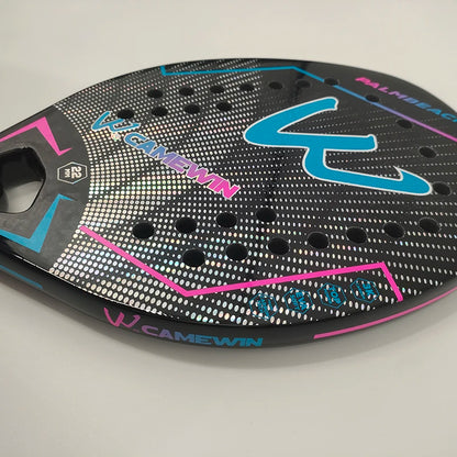 Raquete de Beach Tennis Camewin 3K Carbono Full | Superfície Áspera para Mais Efeito, Controle e Potência