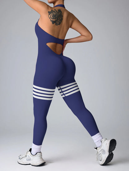 Macacão Fitness Feminino Costas Abertas | Efeito Empina Bumbum, Modelagem Ajustada e Conforto para Academia e Yoga