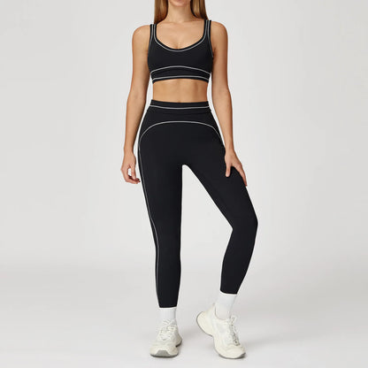 Conjunto Fitness Feminino 2 Peças | Top Esportivo e Shorts Cintura Alta