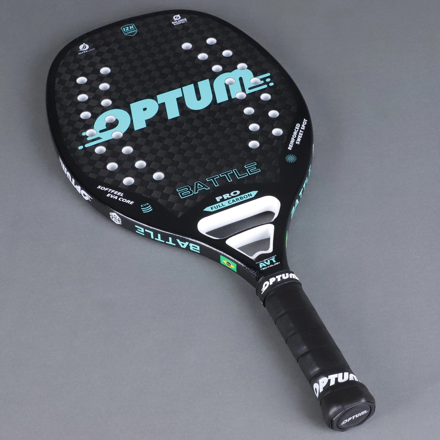 Raquete de Beach Tennis  12K Carbono | Superfície Áspera, Alta Performance e Capa Protetora Inclusa