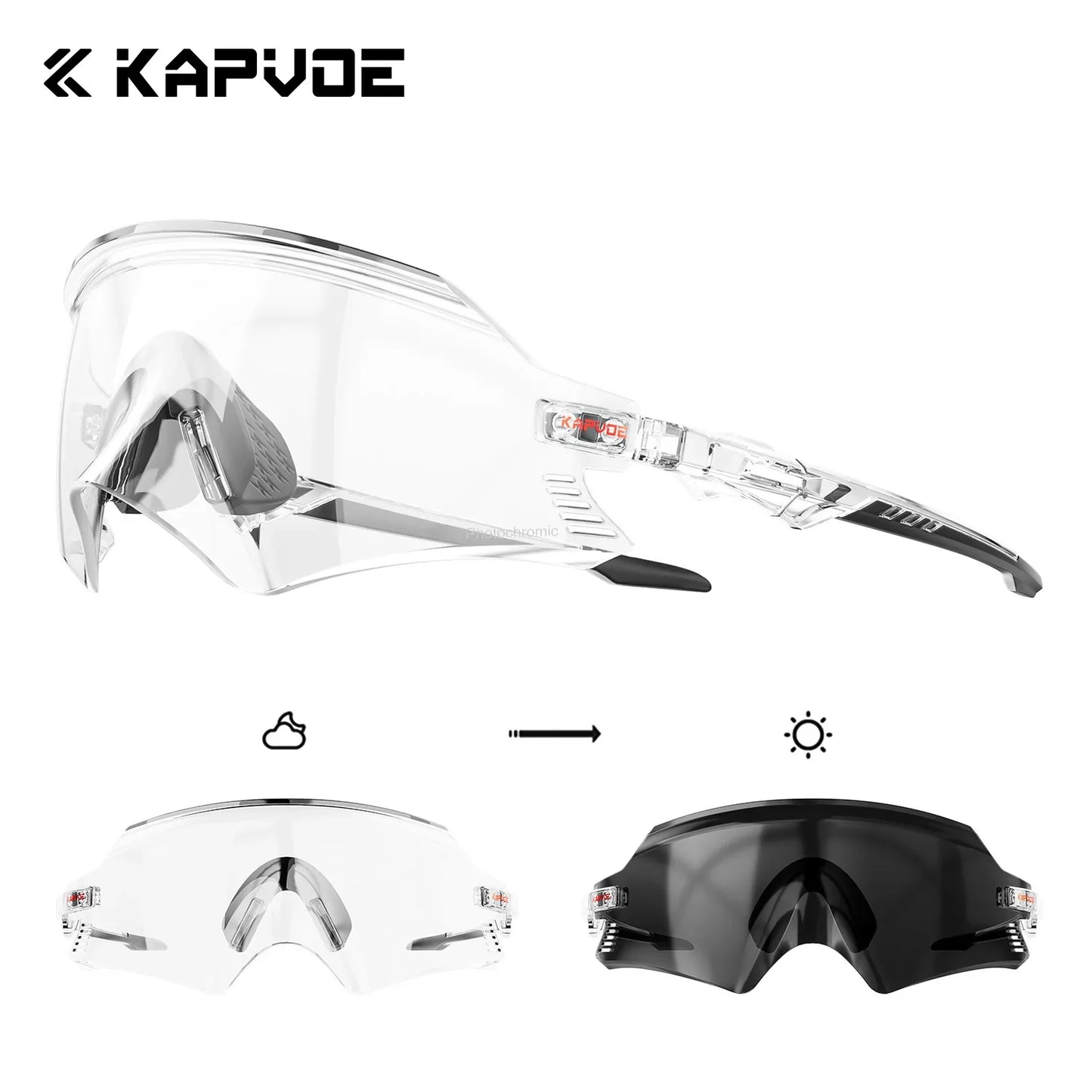 Óculos de Ciclismo KPV Fotocromático UV400 para Bike, Corrida