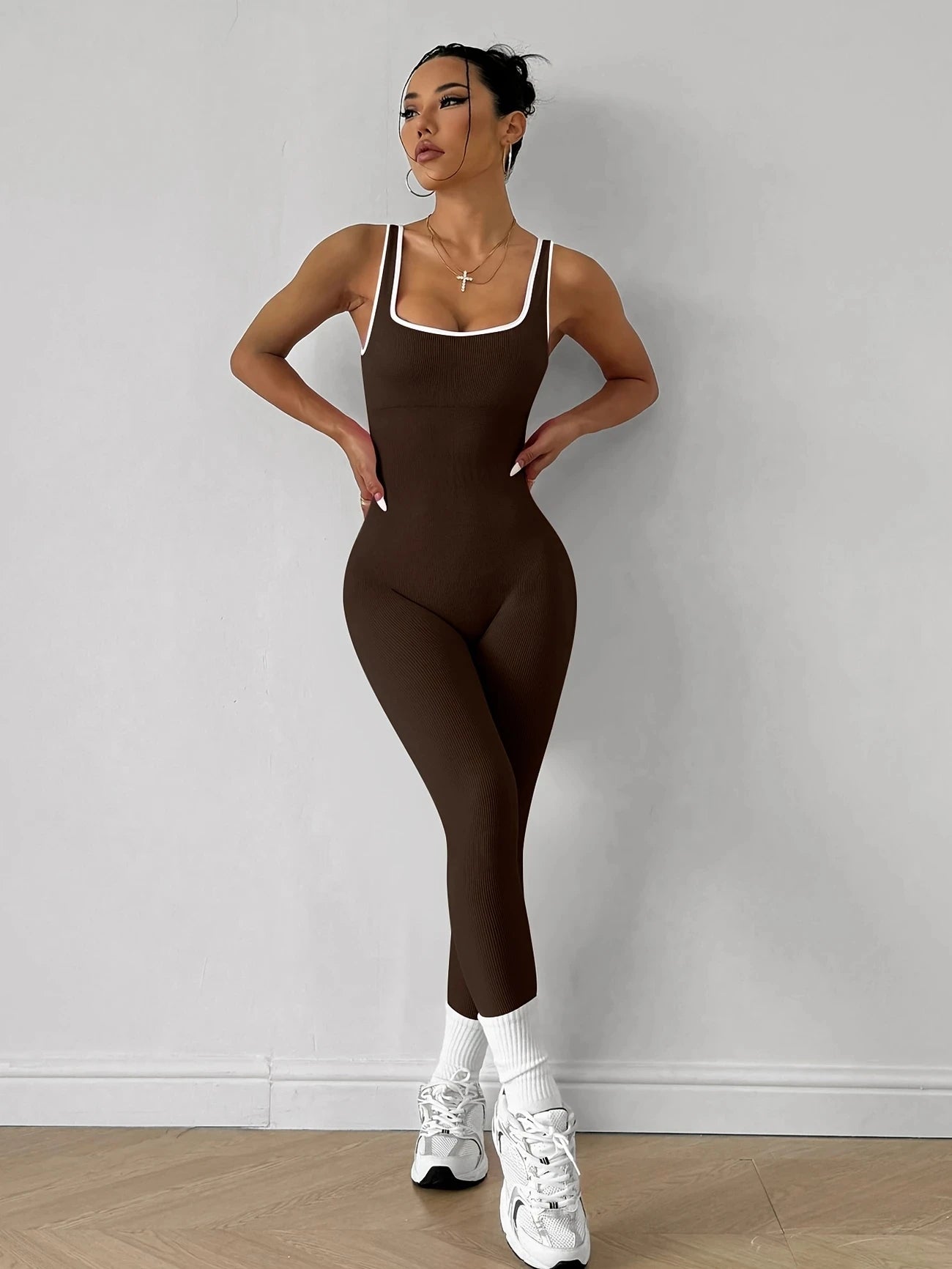 Macacão Fitness Feminino Seamless Canelado | Peça Única para Academia, Yoga, Pilates e Treinos