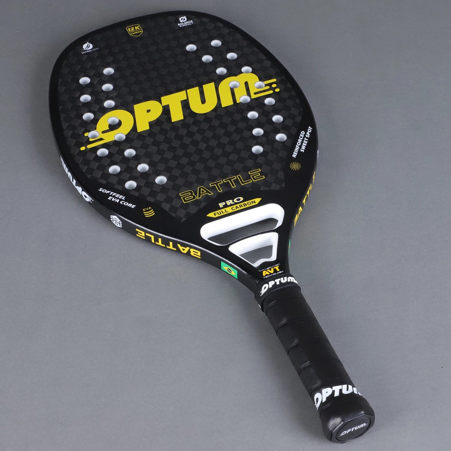 Raquete de Beach Tennis  12K Carbono | Superfície Áspera, Alta Performance e Capa Protetora Inclusa