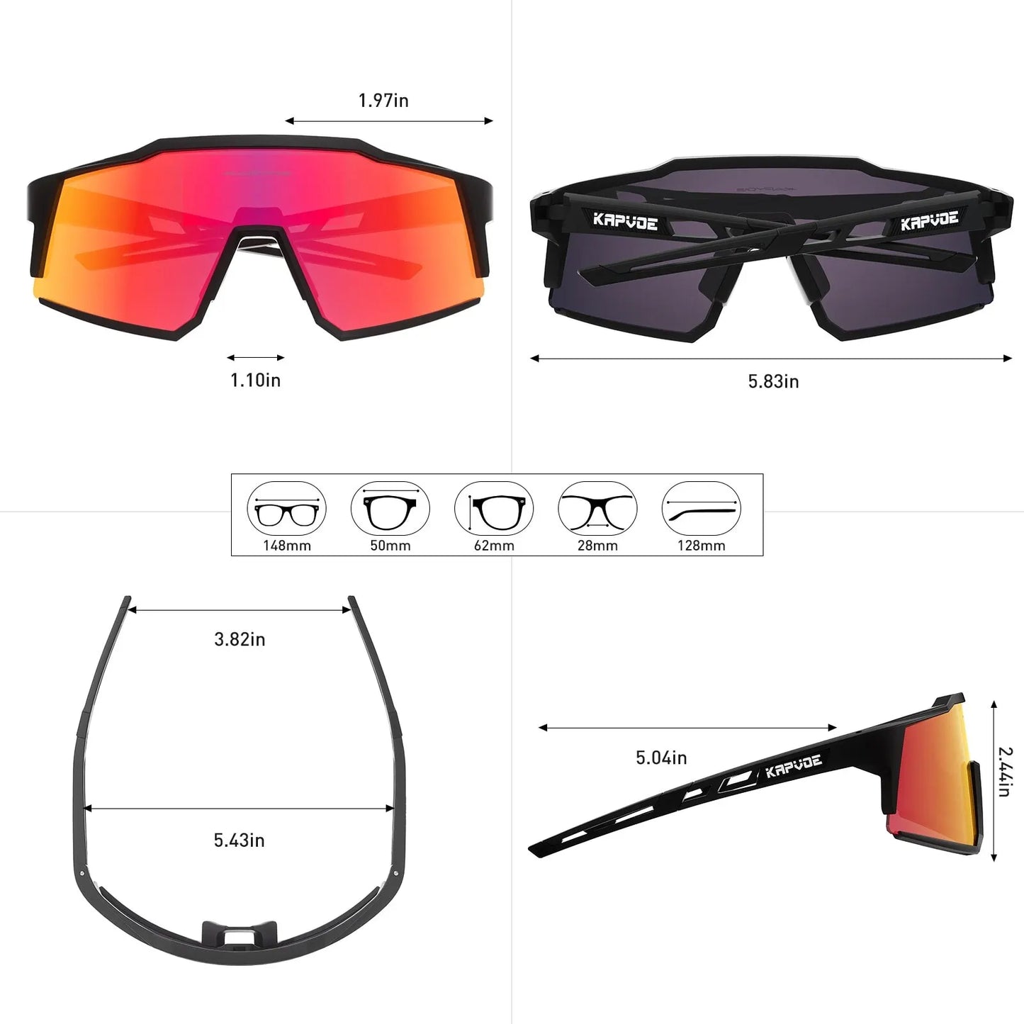 Óculos de Ciclismo Kapvoe Polarizados UV400 – Leves e Ideais para MTB e Estrada