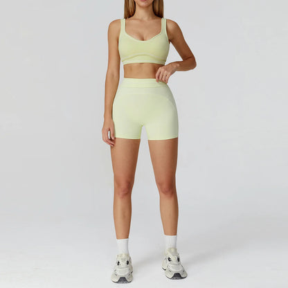Conjunto Fitness Feminino 2 Peças | Top Esportivo e Shorts Cintura Alta