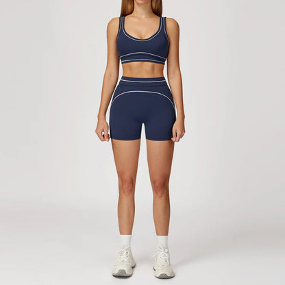 Conjunto Fitness Feminino 2 Peças | Top Esportivo e Shorts Cintura Alta