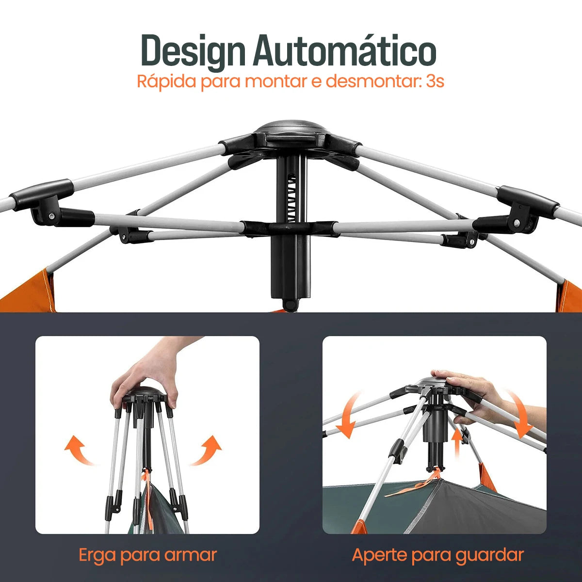 Barraca Automática Portátil para 4 Pessoas | Camping, Trilha e Proteção com Cobertura Impermeável