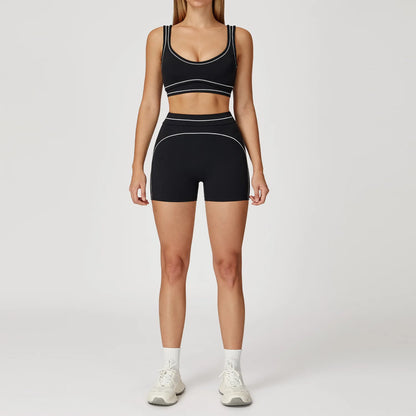 Conjunto Fitness Feminino 2 Peças | Top Esportivo e Shorts Cintura Alta