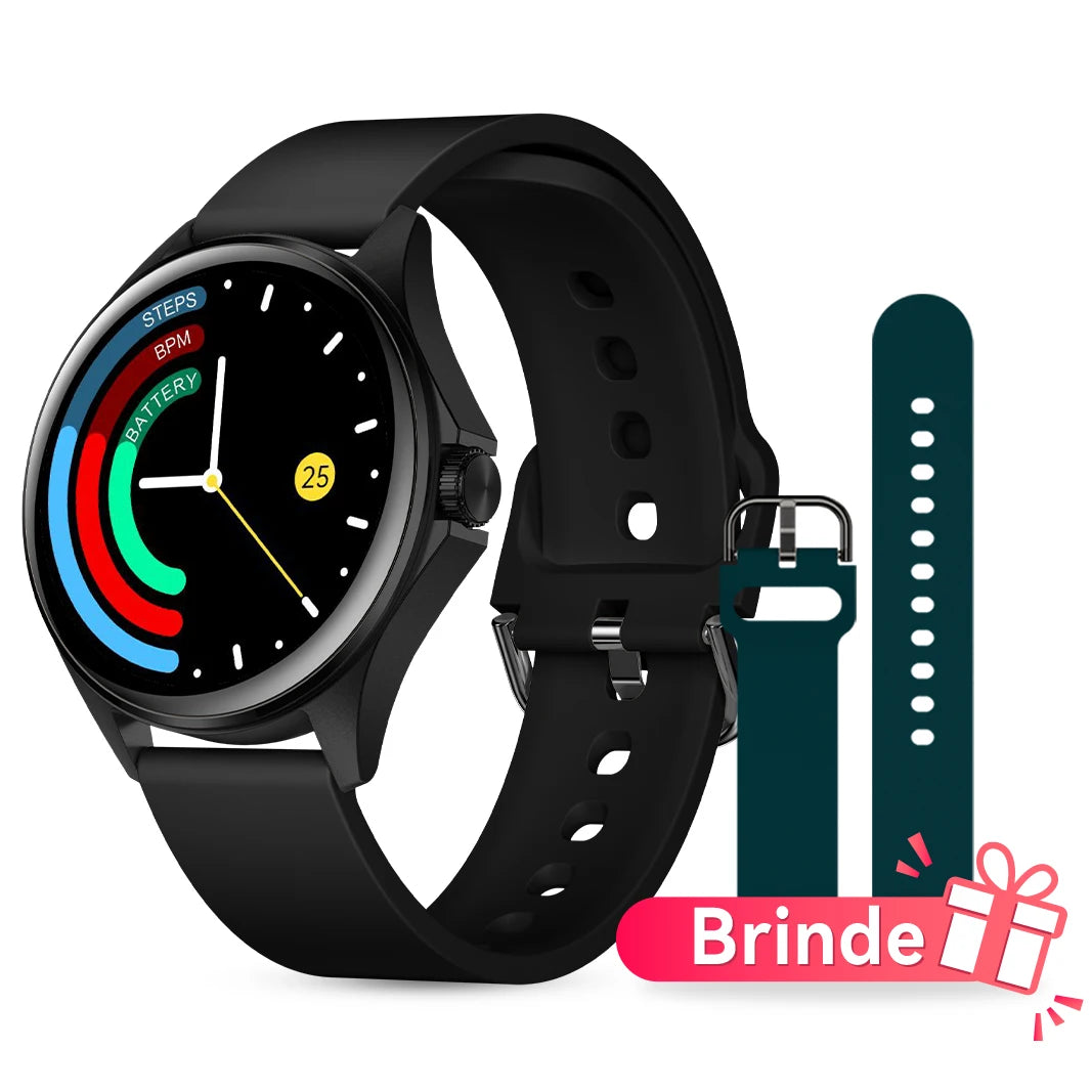 Relógio Feminino AMOLED 1,32", 150+ Modos Esportivos, Saúde e Android/iOS