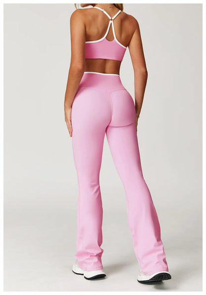 Conjunto Fitness Feminino 2 Peças Flare | Top e Calça Cintura Alta