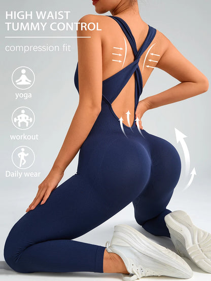Macacão Fitness Feminino Seamless | Modelagem Ajustada, Conforto e Performance para Academia, Yoga e Treinos